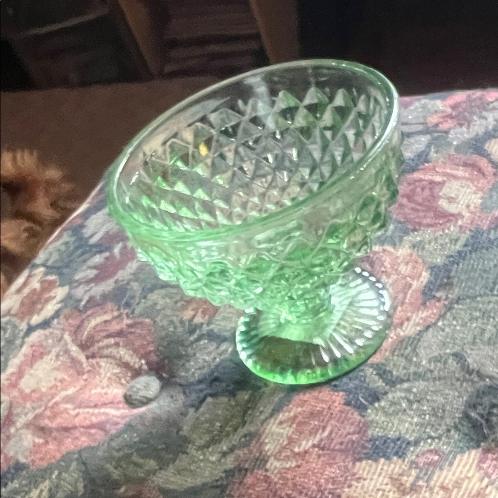 Green Glass Pedestal champagne glass